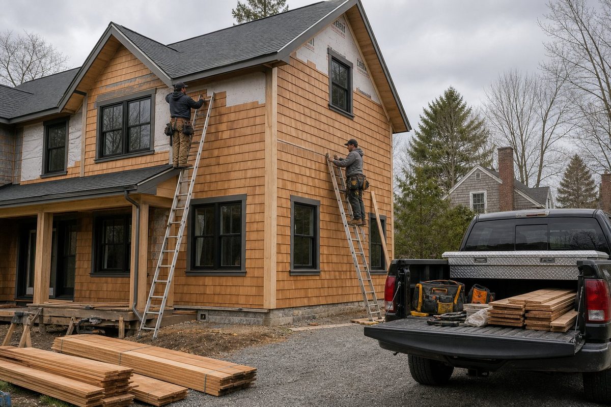 Siding crew on a residential job site